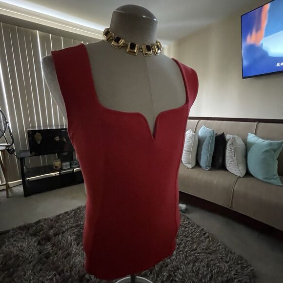 Ava Viv Black Sleeveless Blouse 3x Red Tank Top Casual Cotton Blend - Picture 3 of 10